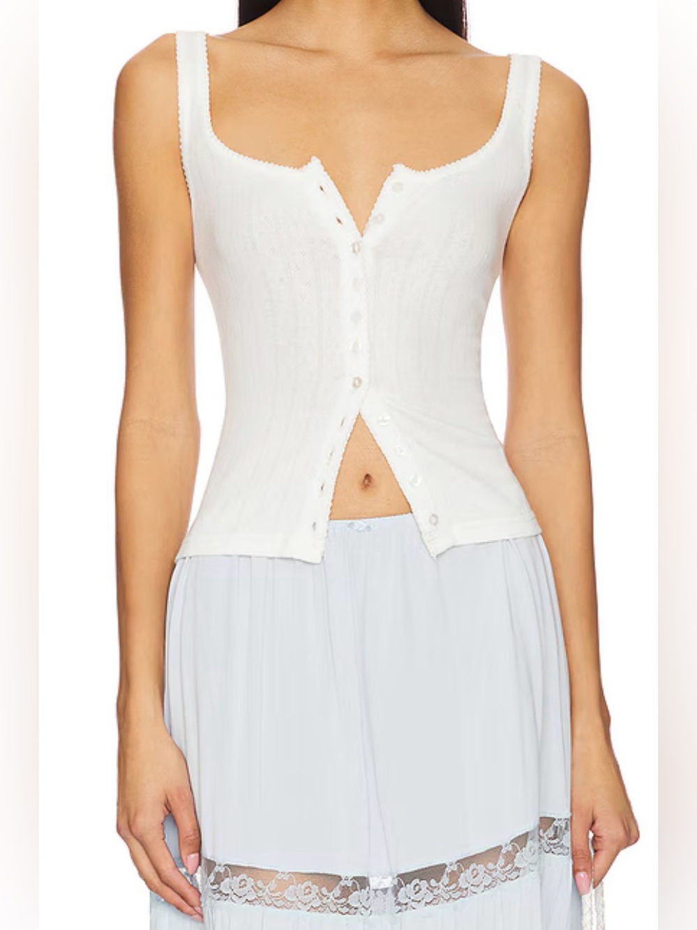 Free People End Game Pointelle Tank Top, Sugar Swizzle - Medium